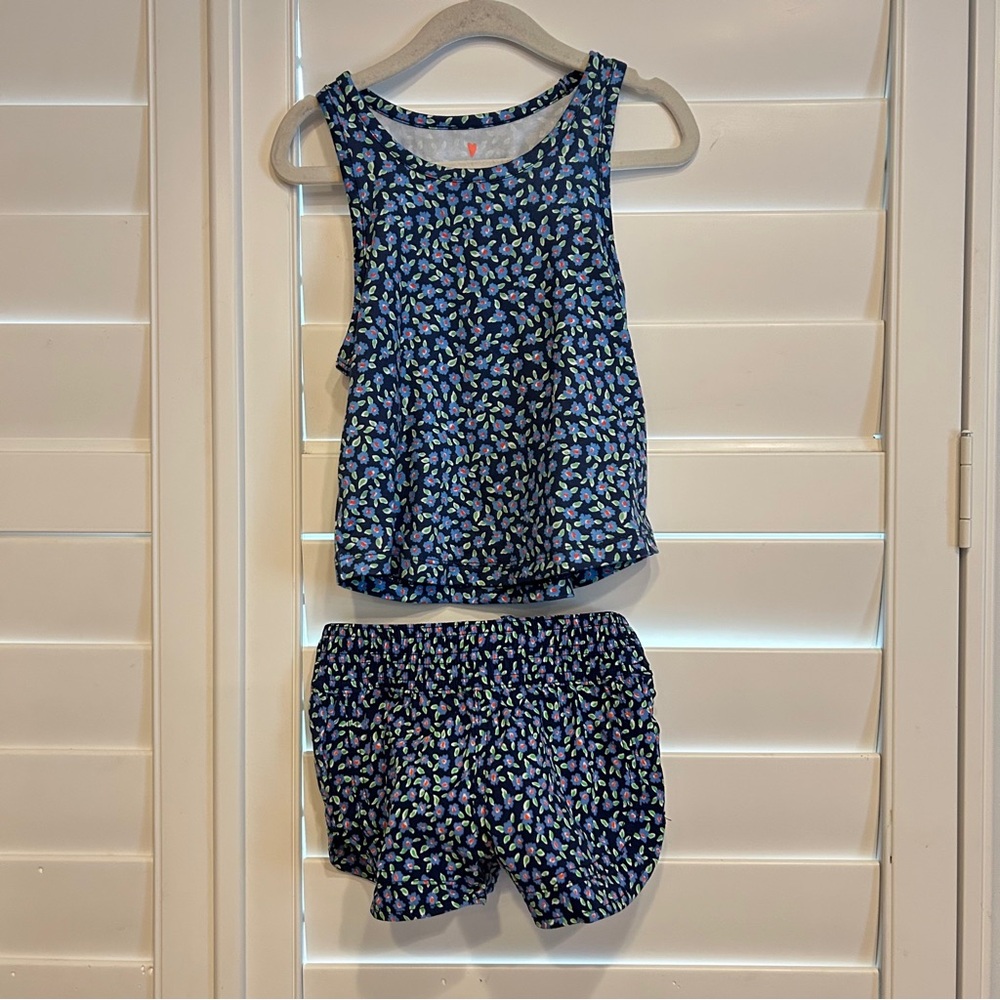 Crew Cuts Floral Print Knit Short Set Blue Size 4-5